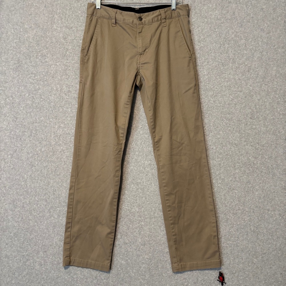 Volcom Men's 30 Chino Pants Khaki Tan Modern‎ Stretch Straight Trousers Casual